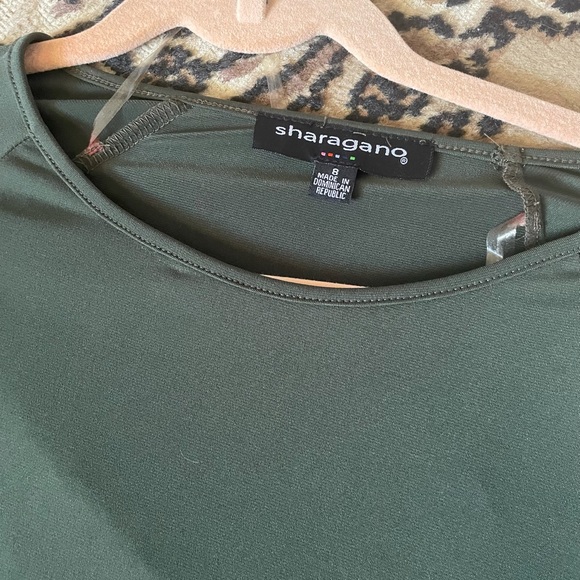 SHARAGANO belted green dress- NWT- size 8 - Picture 3 of 4